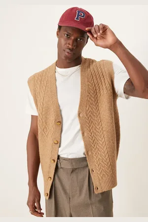 ASOS Chaleco holgado con botones y diseño de patchwork de punto de ochos de -Neutro