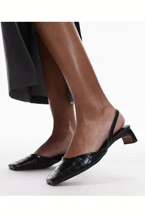 Topshop Zapatos negros de tacón medio con puntera cuadrada Diana de