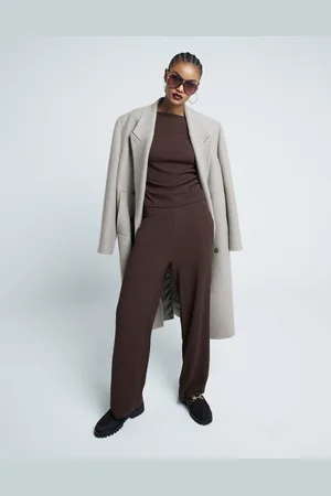River Island Pantalones de pernera ancha de tejido texturizado de (parte de un conjunto)