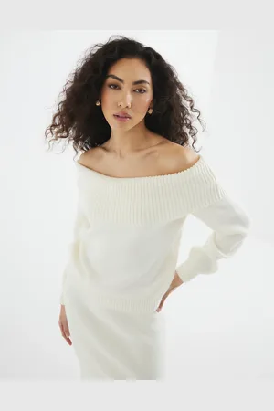 River Island Jersey color con escote Bardot de (parte de un conjunto)-Blanco