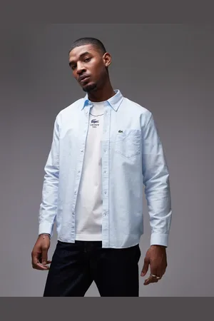 Lacoste Camisa Oxford claro de manga larga de