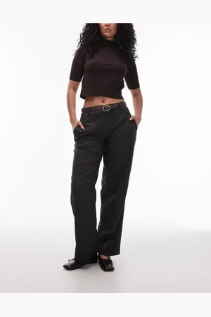 Topshop Pantalones gris carbón a rayas de tiro bajo de Hourglass