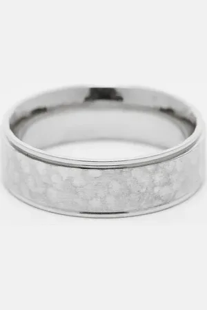 ASOS Anillo de banda texturizado de acero inoxidable resistente al agua de