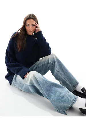 ASOS Jersey extragrande con cuello redondo de bouclé de