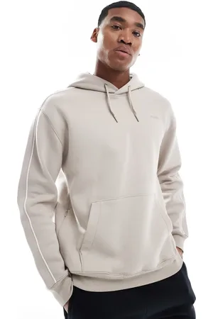 Hollister Sudadera beis con capucha y panel en contraste en las mangas de -Blanco