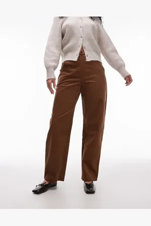 Topshop Pantalones marrones de pernera barrel de pana de Hourglass