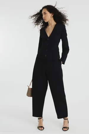 River Island Pantalones negros de pernera barrel de (parte de un conjunto)