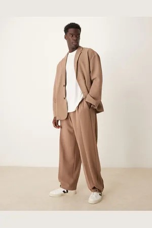 ASOS Pantalones de traje marrones de línea sartorial casual y corte ancho de sirsaca de -Marrón
