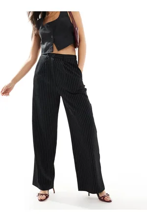 Miss Selfridge Pantalones dad de sastre negros de pernera ancha con raya diplomática de -Gris