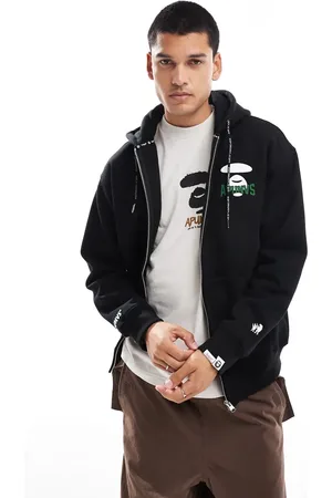 A Bathing Ape Sudadera negra básica con capucha, cremallera y logo de