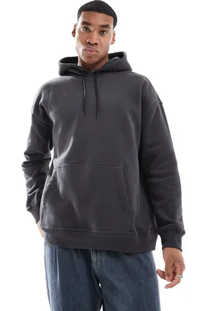 Hollister Sudadera gris extragrande con capucha y detalle del logo de