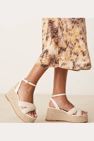 Glamorous Sandalias beis de tacón estilo alpargata con plataforma de croché de -Neutro