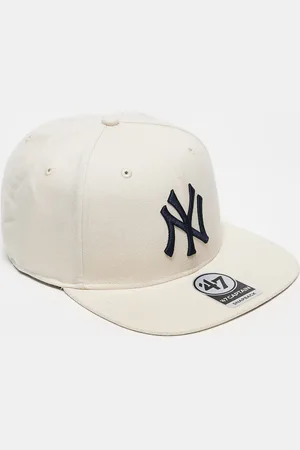 47 Brand Gorra blanca entallada con visera recta y diseño de los NY Yankees de