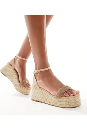 Glamorous Sandalias doradas con strass y plataforma tipo alpargata de -Dorado