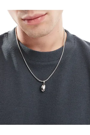 ASOS Collar de cadena de eslabones cuadrados con colgante de acero inoxidable resistente al agua de