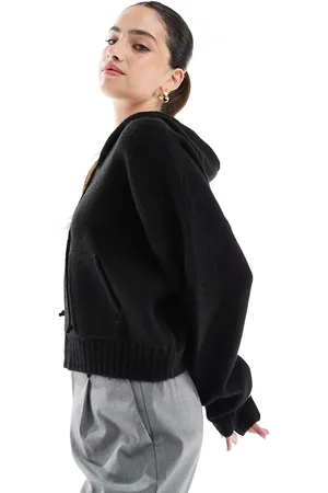Cotton On Chaqueta bomber corta negra de punto Luxe de Cotton On