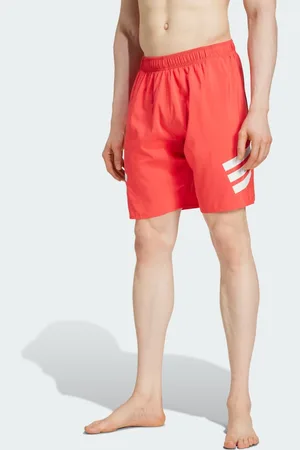 adidas Shorts de baño de 8" rojos con detalle de 3 rayas de