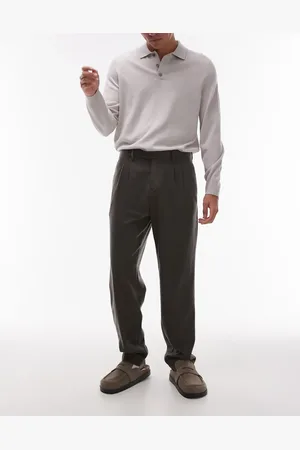 MANGO Pantalones de sastre caquis de mezcla de lana de -Verde