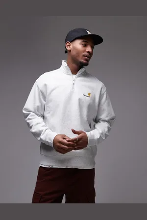 Carhartt Sudadera con media cremallera y logo de texto American de