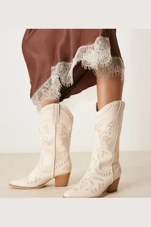 Glamorous Botas por la rodilla de estilo wéstern con bordados de -Blanco