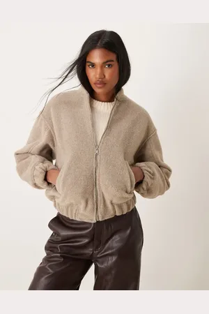 New Look Chaqueta bomber color visón extragrande de tejido texturizado de - neutro