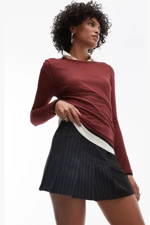 Topshop Minifalda muy corta de tablas con rayas monocromáticas de