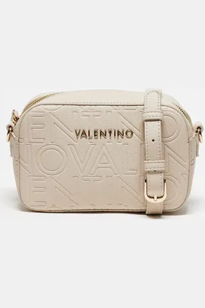 VALENTINO Bandolera pequeña color cuadrada con logo grabado Pansy de Valentino-Beis neutro