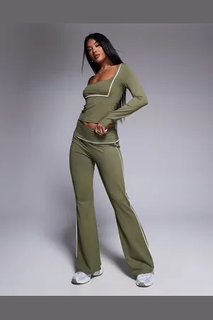 ASOS Leggings de campana verde con ribetes en contraste de (parte de un conjunto)