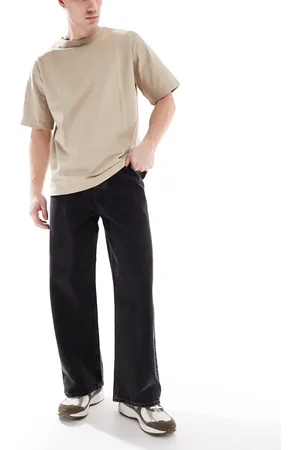 JACK & JONES Vaqueros negros de corte ancho Dave de