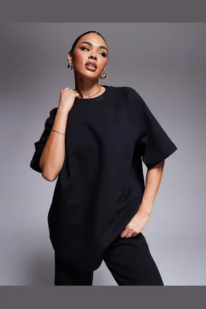 ASOS Camiseta negra con mangas raglán de tejido entrelazado de (parte de un conjunto)