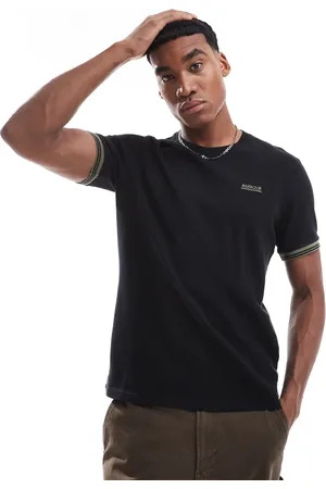 Barbour Camiseta negra con ribetes de tejido texturizado Spencer de