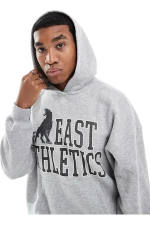 Hollister Sudadera de corte cuadrado con capucha y estampado universitario de