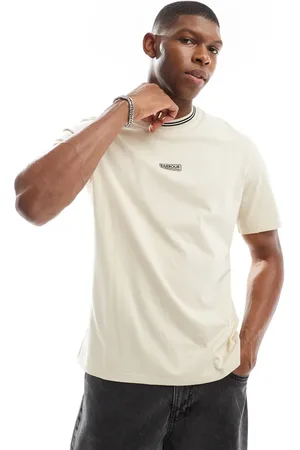 Barbour Camiseta color piedra con ribetes y logo en el centro de -Neutro