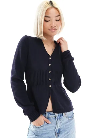 ASOS Cárdigan con cuello de pico y cintura estructurada de punto de