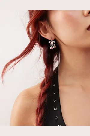 En Route Pendientes chapados en paladio Cherry Ribbon de