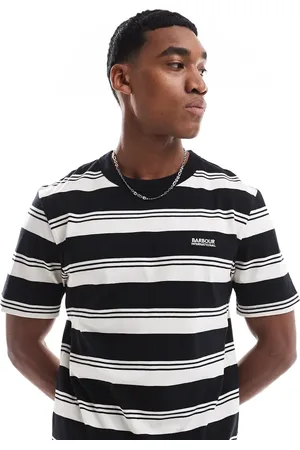 Barbour Camiseta a rayas negras anchas con logo Nelson de