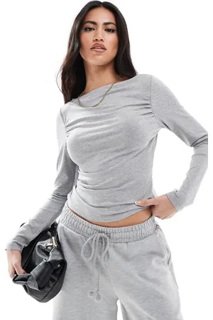 Miss Selfridge Top fruncido de manga larga de tejido suave de (parte de un conjunto)