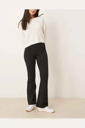 Gina Tricot Pantalones de campana negros de punto liso de