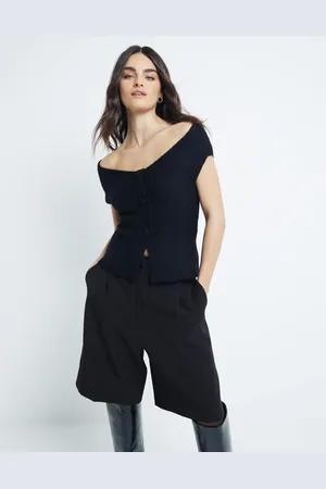River Island Top con escote Bardot de punto de