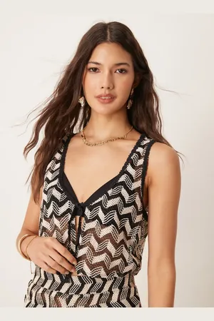 New Look Chaleco negro con diseño de chevrón de tejido efecto croché de (parte de un conjunto)
