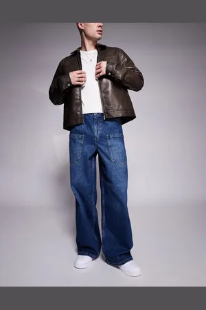 ASOS Vaqueros azules muy holgados con lavado oscuro y detalle de bolsillos laterales de