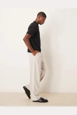 ASOS Pantalones de vestir color avena a rayas de corte ancho de tejido texturizado cepillado de -Neutro