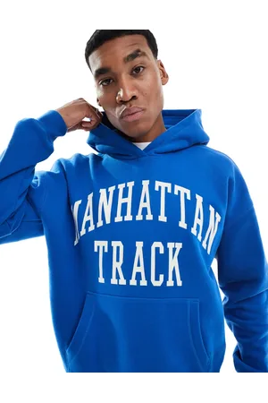 Hollister Sudadera de corte cuadrado con capucha y estampado universitario de