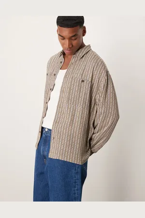 ASOS Camisa a rayas beis de estilo retro de corte cuadrado extragrande de -Multicolor