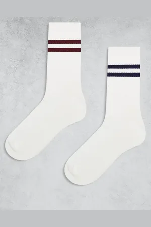 ASOS Pack de 2 pares de calcetines color crema con rayas de -Blanco