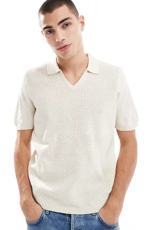 ASOS Polo beis de corte cuadrado de punto ligero de -Beis neutro