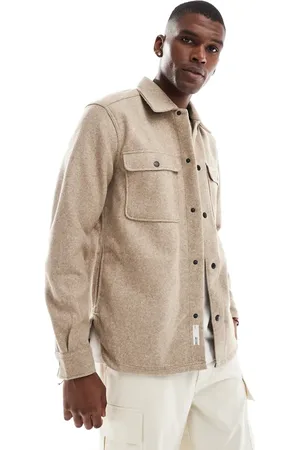 Only & Sons Sobrecamisa beis de tejido efecto lana de -Beis neutro