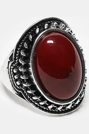 Reclaimed Anillo de estilo antiguo con piedra marrón de imitación de