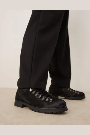 ASOS Zapatos de senderismo negros con cordones y detalles efecto piel de potro premium de