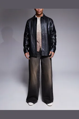 ASOS Vaqueros negro lavado de pernera muy ancha con tintado marrón de
